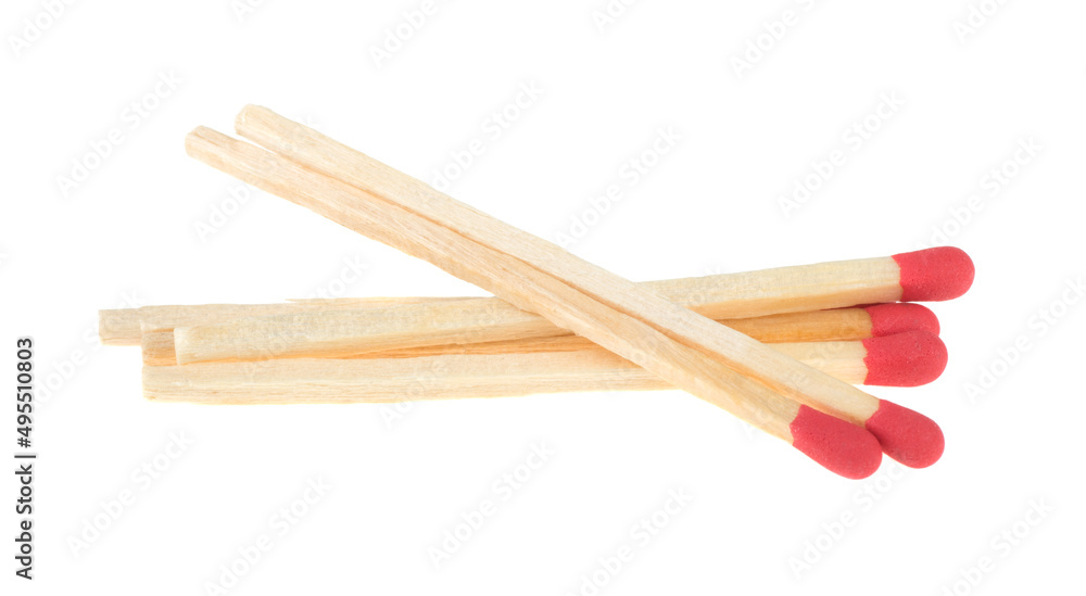 pile of wooden matches isolated on white background