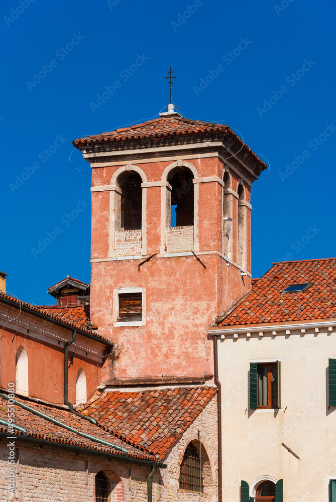 Religious architecture in Venice. 18th century bell tower of San Zan Degolà (St John beheaded) church