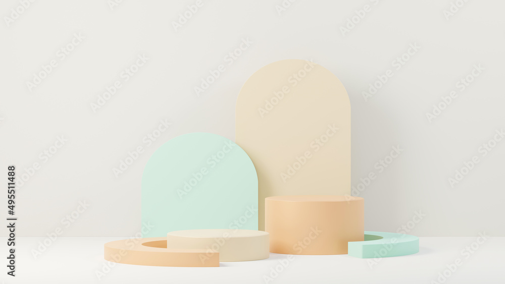 3d render abstract display podium platform for product presentation and advertising. Minimal scene backdrop with clean design. Vacant pedestal for mock up. Empty stage with pastel color for cosmetic. 3d render abstract display podium platform for product presentation and advertising. Minimal scene backdrop with clean design. Vacant pedestal for mock up. Empty stage with pastel color for cosmetic.
