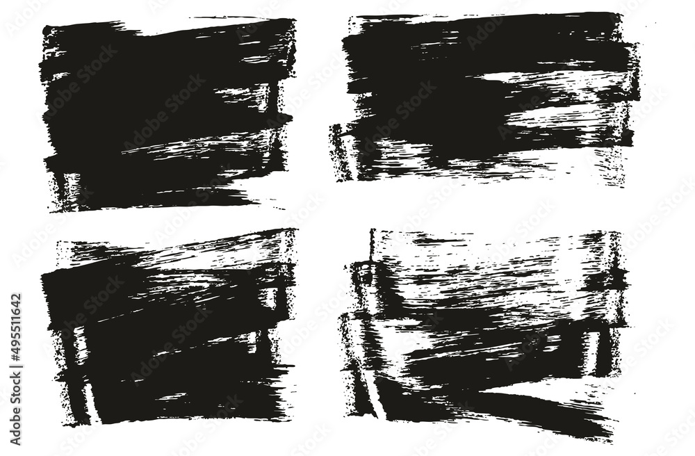 Flat Sponge Thin Artist Brush Short Background High Detail Abstract Vector Background Set 