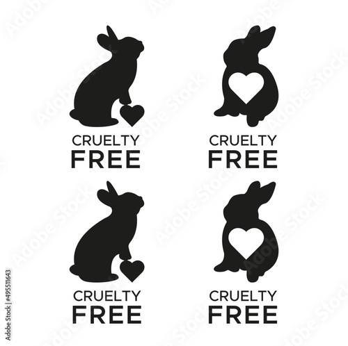 Animal cruelty free icon design symbol. Product not tested on animals sign with black bunny rabbit. Vector illustration.