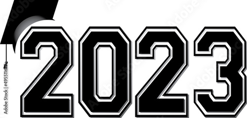 2023 Simple Varsity Letters Logo Black and White