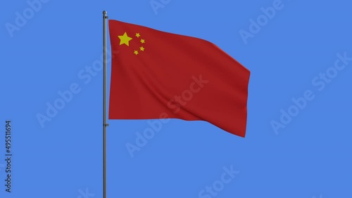 Blue screen chromakey flag of China animation. People's Republic of China national flag photo