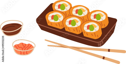Sushi Cartoon Illustration