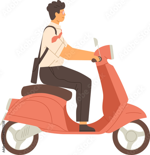 Man Scooter Rider Cartoon Illustration