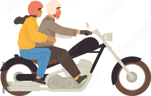 Couple Riding Scooter Cartoon Illustration