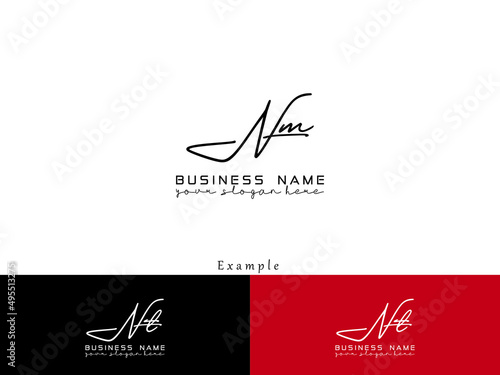 Simple NM Logo Icon Vector, Signature Nm mn Logo Letter Icon Design For any type of business