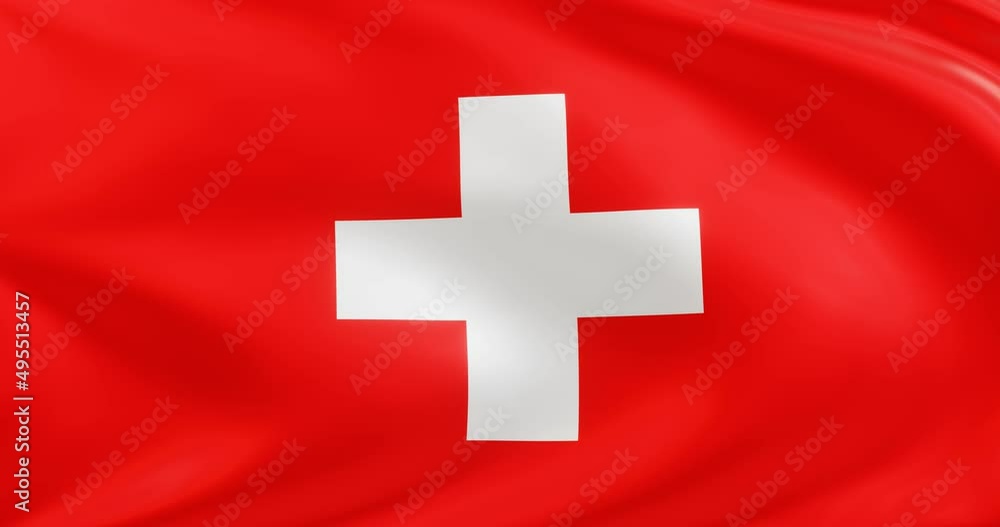Flag of Switzerland. Seamless looping animation fluttering in the wind. Background Loop. Flag of Switzerland. Seamless looping animation fluttering in the wind. Background Loop.