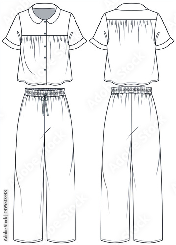 PETER PAN COLLAR  OP AND PAJAMA SET FOR KID GIRLS AND TEEN GIRLS IN EDITABLE VECTOR FILES
