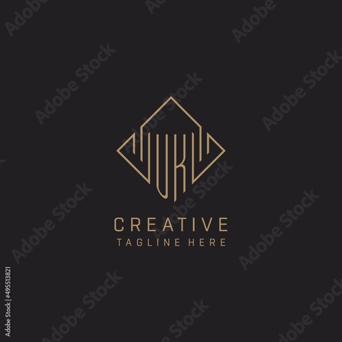 Monogram UK with rhombus line logo style, Luxury elegant logo design ideas