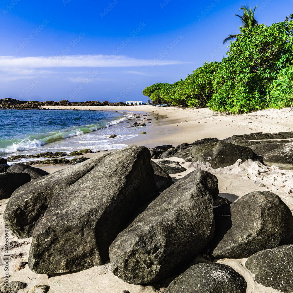 Boulders in a sandy bay