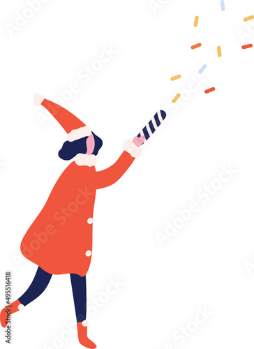 Festive Elf Santa Girl Cartoon Illustration