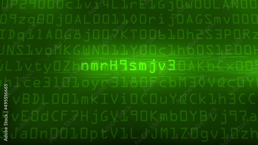 Authorised scrambled data animation on binary background Authorised scrambled data animation on binary background