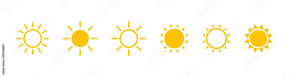 Sun icon set. Solar icon isolated elements. Stock vector design Sun icon set. Solar icon isolated elements. Stock vector design