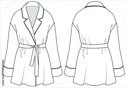 NOTCH COLAR LOUNGE WEAR FOR WOMEN IN EDITABLE VECTOR FILE