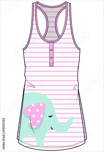 WOMEN STRIPER KNIT DORMDRESS SLIP NIGHTWEAR IN EDITABLE VECTOR FILE