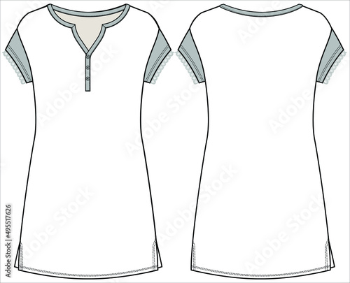 WOMEN KNIT DORMDRESS SLIP NIGHTWEAR IN EDITABLE VECTOR FILE