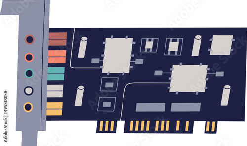 Computer Audio or Sound Card Colored Illustration