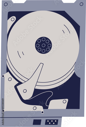 Computer HDD or Hard Disk Drive Colored Illustration