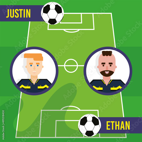 Soccer field with player positions Vector