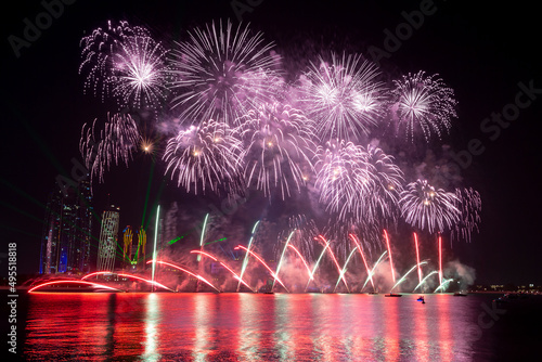 Photography Fireworks lighting up the sky as part of 50th Golden Jubilee UAE National Day ce