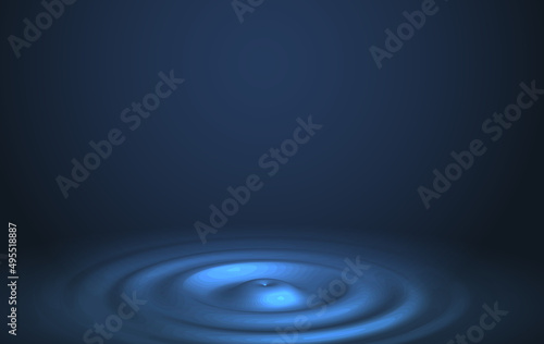 Water ripple effect on a dark background. Circular wave perspective view. Vector illustration of a liquid splash from a drop