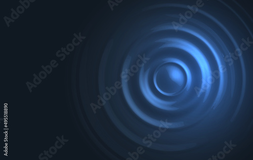 Water ripple effect on dark blue background. Circular wave top view. Vector illustration of a surface that resonates from impact.