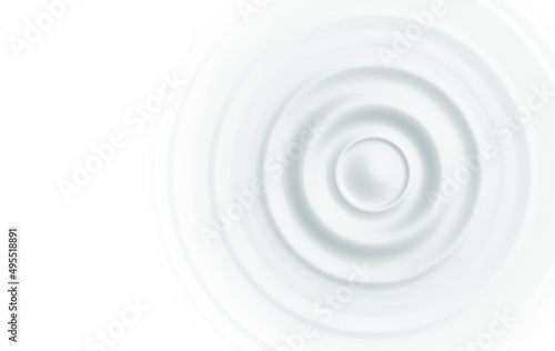 Water ripple effect on white background. Circular wave top view. Vector illustration of a surface that resonates from impact.