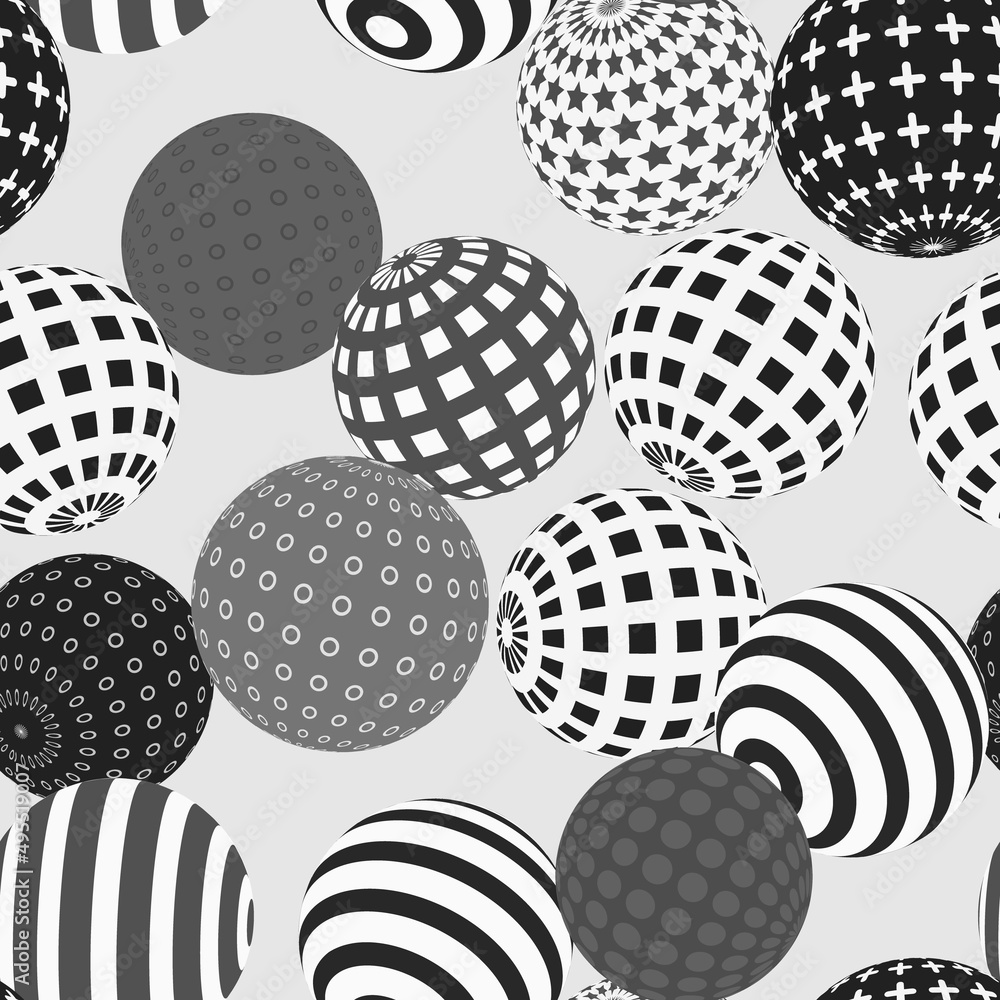 Retro 3d illustration of abstract balls, great design for any purpose. Modern poster for cover design. Vector seamless technology background. Background wall design.