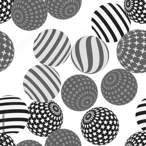 Fototapeta Naklejka Na Ścianę i Meble -  Retro 3d illustration of abstract balls, great design for any purpose. Modern poster for cover design. Vector seamless technology background. Background wall design.
