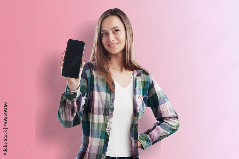 Portrait of a beautiful young girl, on pink background Portrait of a beautiful young girl, on pink background