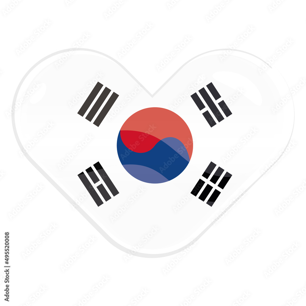 Isolated heart shape with the flag of South Korea Vector Isolated heart shape with the flag of South Korea Vector