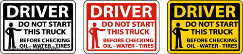 Do Not Start Truck Checklist Label Sign On White Background