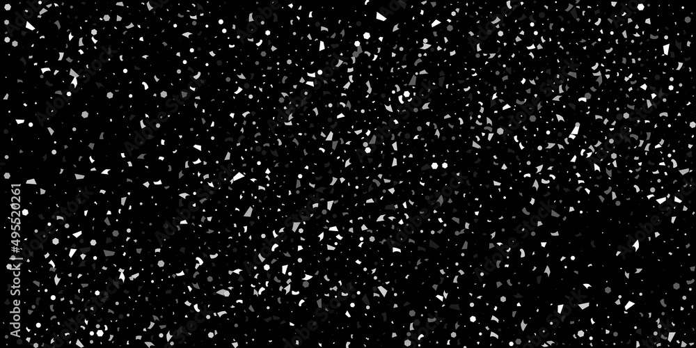 Silver confetti point on a black background. Luxury festive background. Silver grainy abstract texture overflows against a black background. Element of design. Vector illustration, EPS 10. Silver confetti point on a black background. Luxury festive background. Silver grainy abstract texture overflows against a black background. Element of design. Vector illustration, EPS 10.