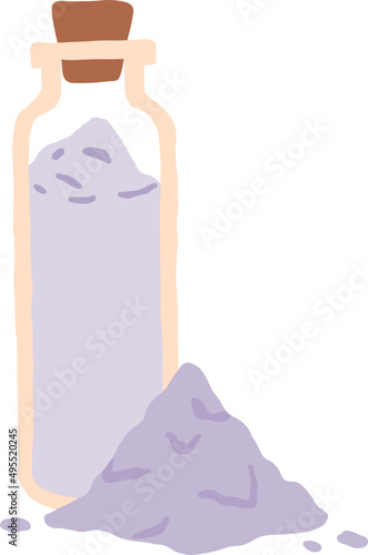 Glass bottle full of aromatic bath salt cartoon illustration