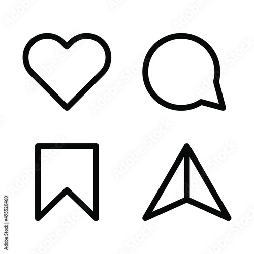 Like, comment, share and save. Modern vector icons isolated on white background.