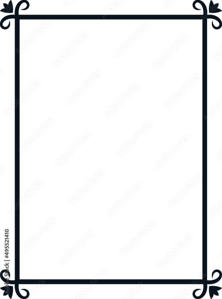 Vector A4 border frame. Blank background or book page. Simple rectangular billboard, poster, card, plaque, signboard, sticker, or label 