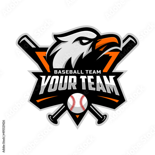 eagle mascot for baseball team logo. school, college or league. Vector illustration.