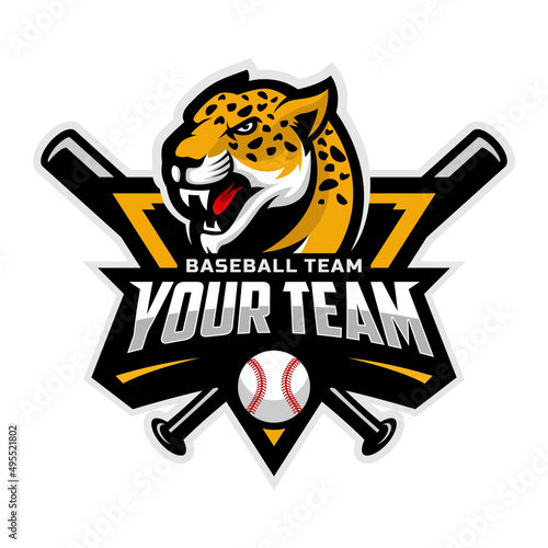 Leopards mascot for baseball team logo. Vector Illustration.