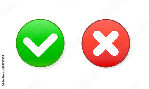 Obraz na płótnie Red and Green Check Mark Icons Button Vector Illustration w salonie