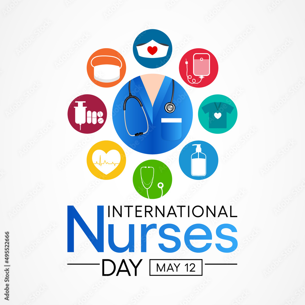International Nurses day is observed every year on May 12, to mark the contributions that nurses make to society. Vector illustration