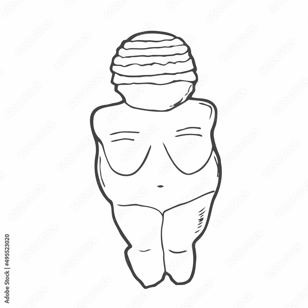 Venus of Willendorf. Paleolithic female figurine from Austria. Stone age sculpture. Great Mother archetype. Fat pregnant lady. Fertility goddess. Hand drawn colorful rough sketch. Venus of Willendorf. Paleolithic female figurine from Austria. Stone age sculpture. Great Mother archetype. Fat pregnant lady. Fertility goddess. Hand drawn colorful rough sketch.