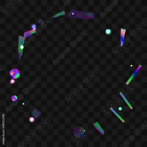 Hologram Confetti. Great design for any purposes. Banner template. Blur background. Blurred concept. Colorful space background. Holiday, birthday.
