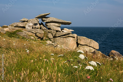 The natural sculpture known as Pulpit Rock, Peninnis Head, St. Mary's, Isles of Scilly, UK, on a Summer's day