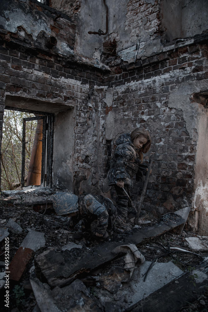 Children without a home, apocalypse, war Children without a home, apocalypse, war