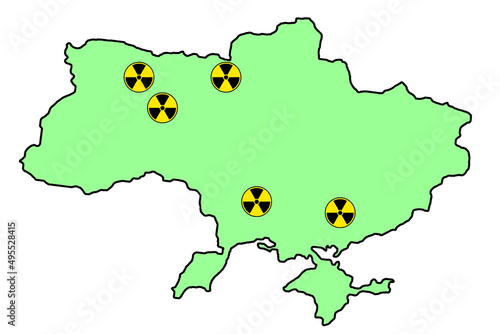 Nuclear power plants map in Ukraine. Existing power units of nuclear power plants of Ukraine
