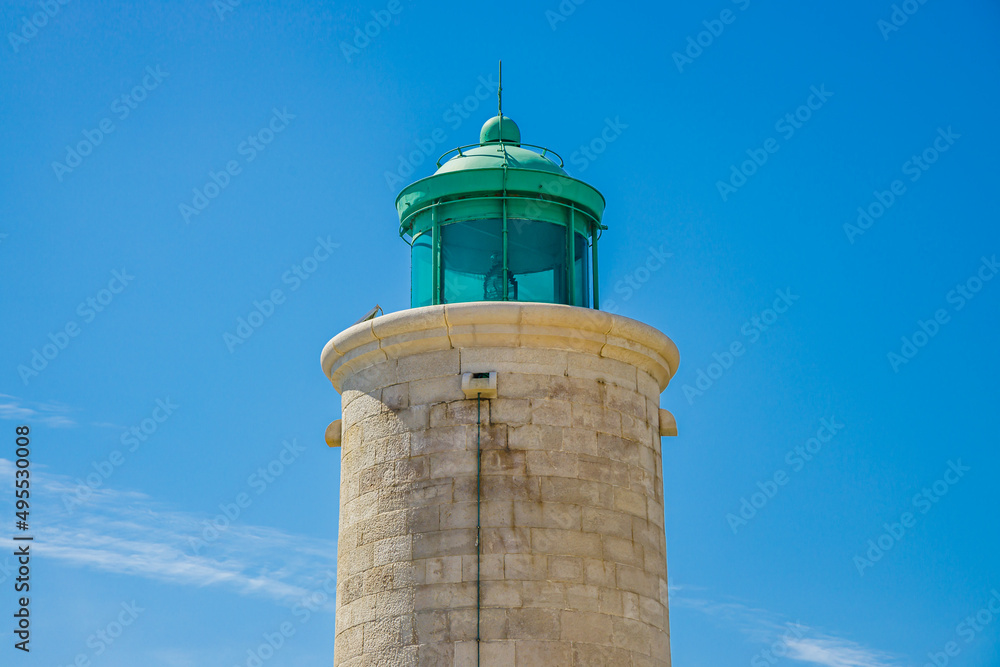Lighthouse at the entrance of the port of Cassis in Provence, France
