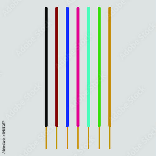 Colorful scented sticks (Agarbatti) vector icons. Agarbatti vectors.