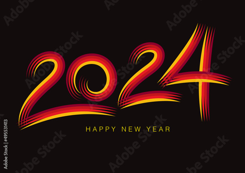 Creative number 2024 design vector, 2024 happy new year celebration, Typography text 2024 font, text lettering, holidays, Cover Calendar template, Creative design for Greeting Lettering