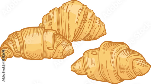 Fresh delicious croissants illustration